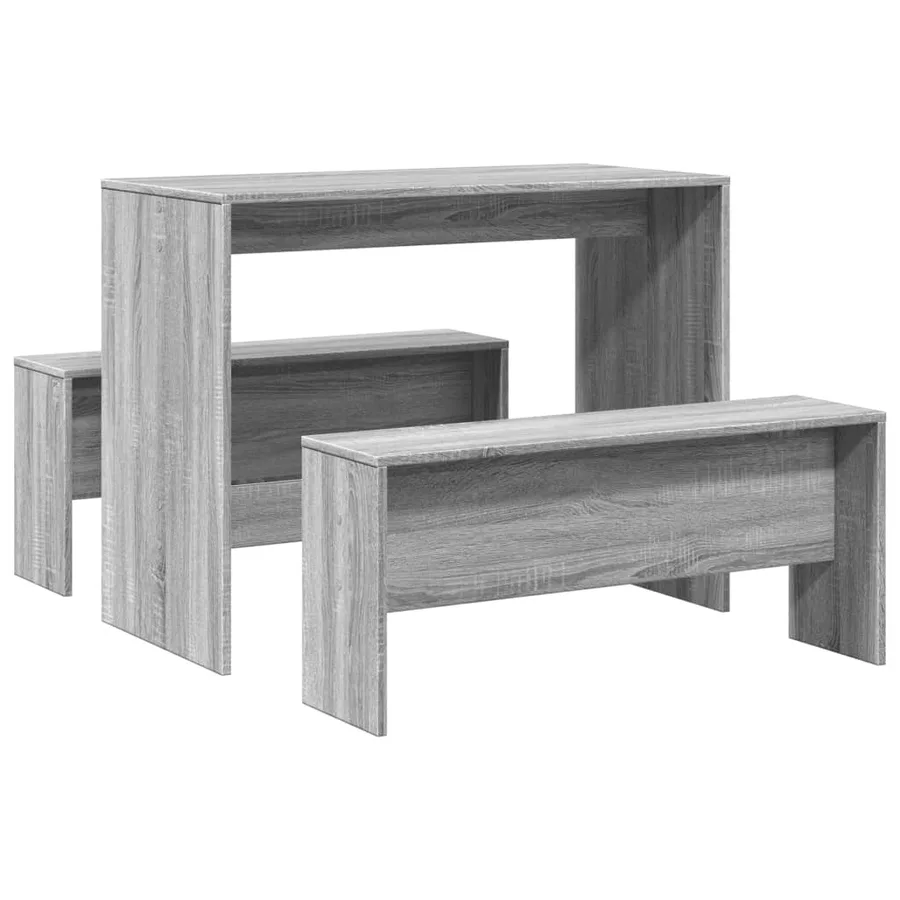 Ensemble table à manger et bancs 3 pcs bois d'ingénierie - 6