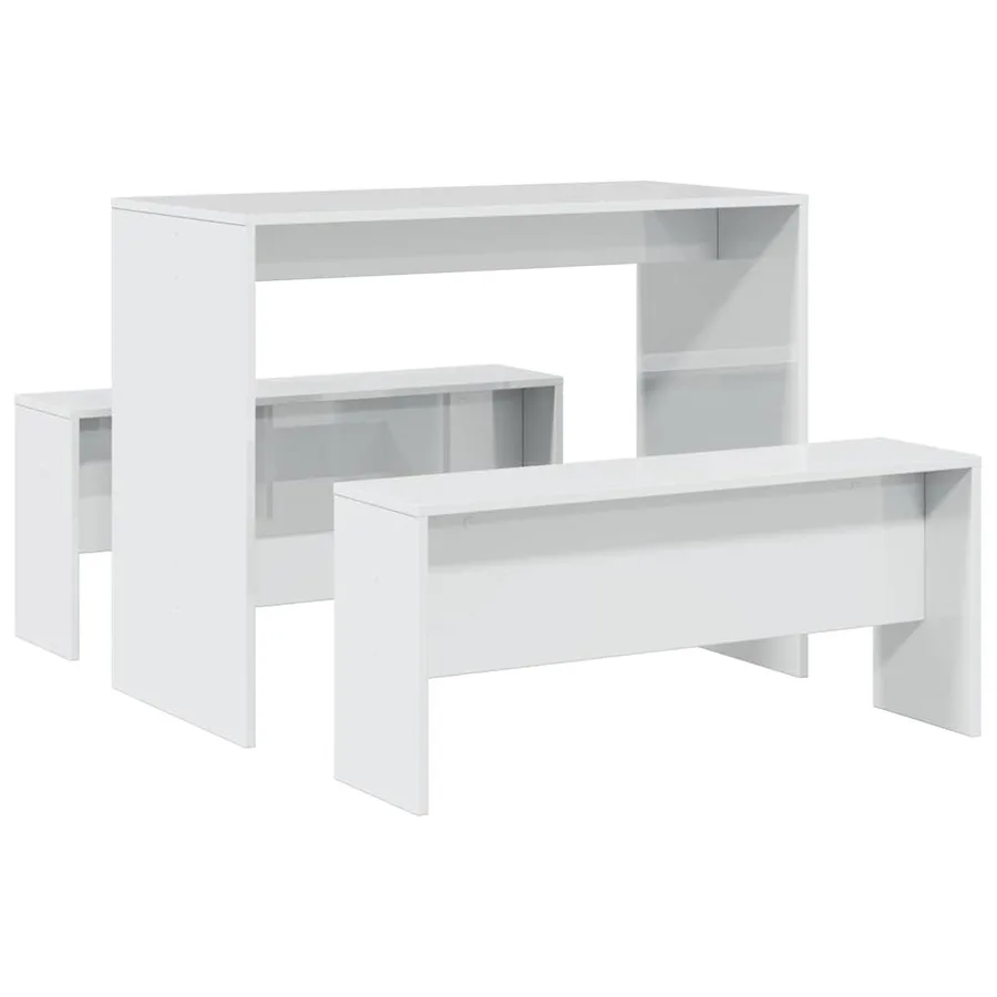 Ensemble table à manger et bancs 3 pcs bois d'ingénierie - 6