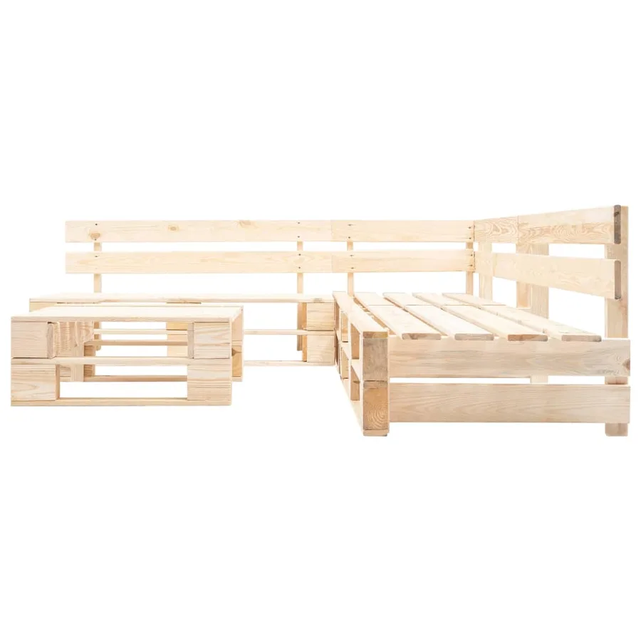 Salon de jardin palette 4 pcs naturel bois - 2