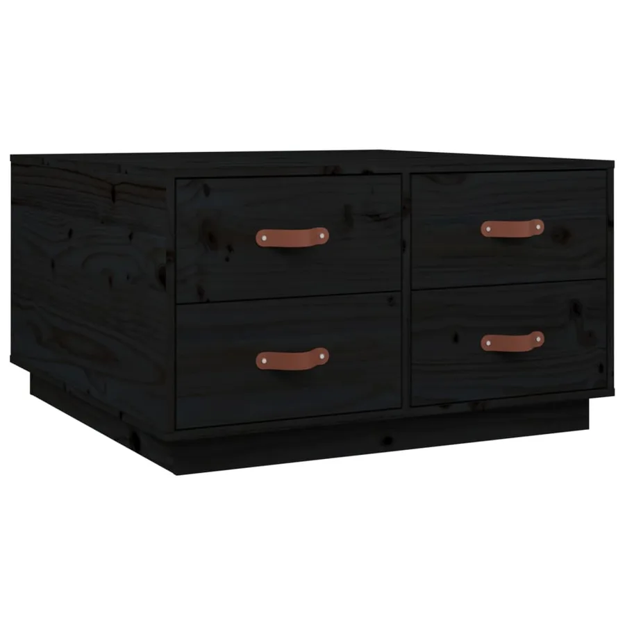 Table basse Noir 80x80x45 cm Bois massif de pin - 2