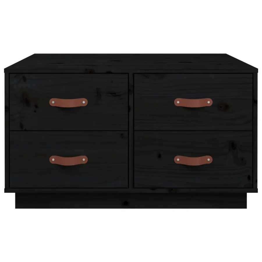 Table basse Noir 80x80x45 cm Bois massif de pin - 6