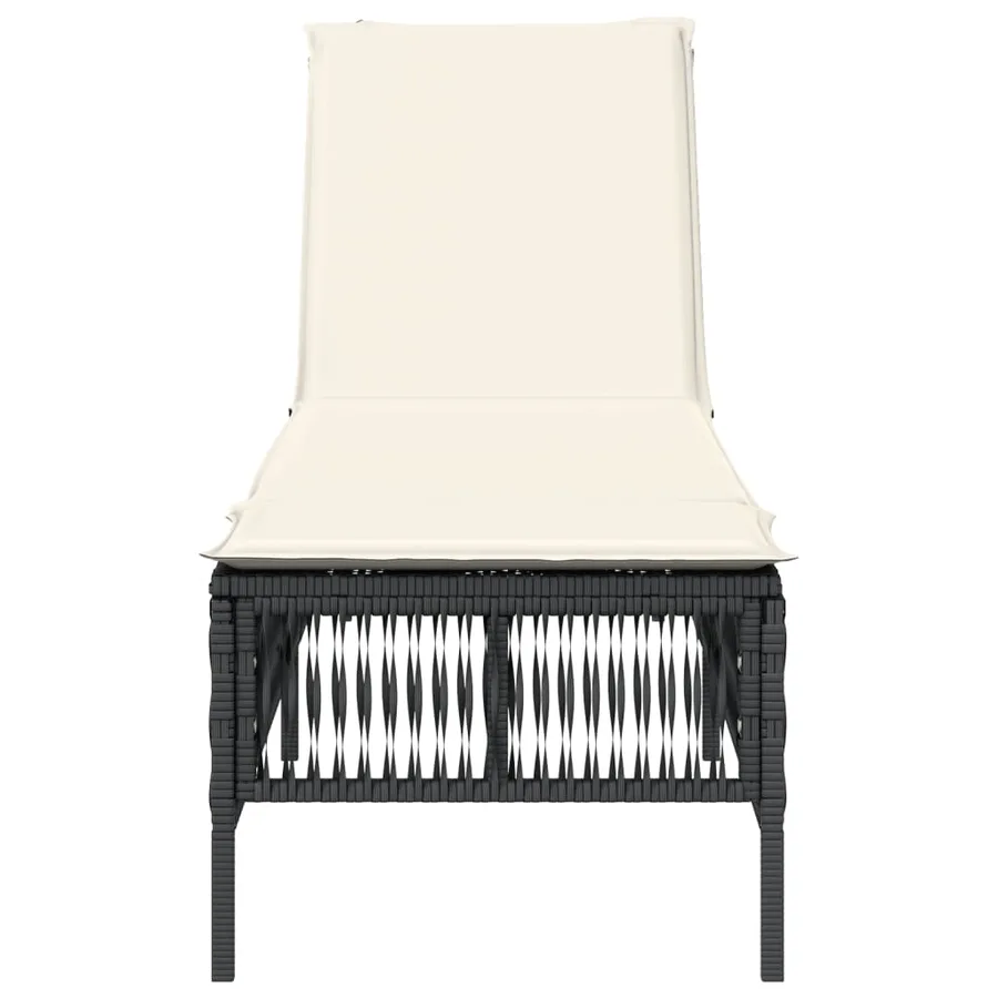 Chaise longue avec coussin noir résine tressée - 4