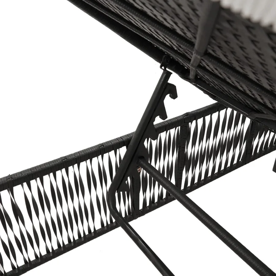 Chaise longue avec coussin noir résine tressée - 9