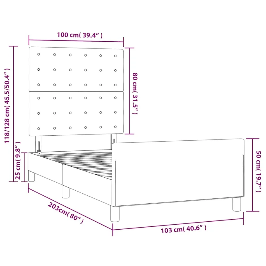 Cadre de lit sans matelas vert foncé 100x200 cm velours - 12