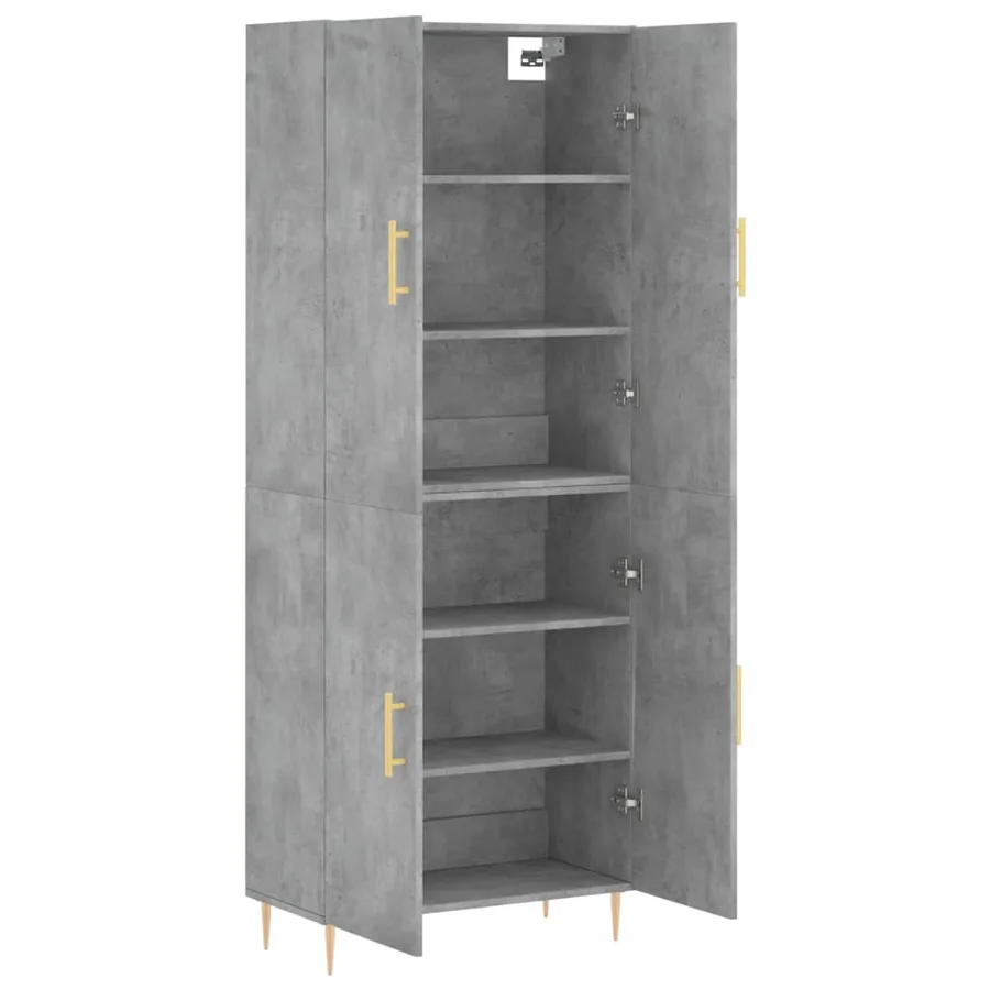 Buffet haut Gris béton 69,5x34x180 cm Bois d'ingénierie - 4