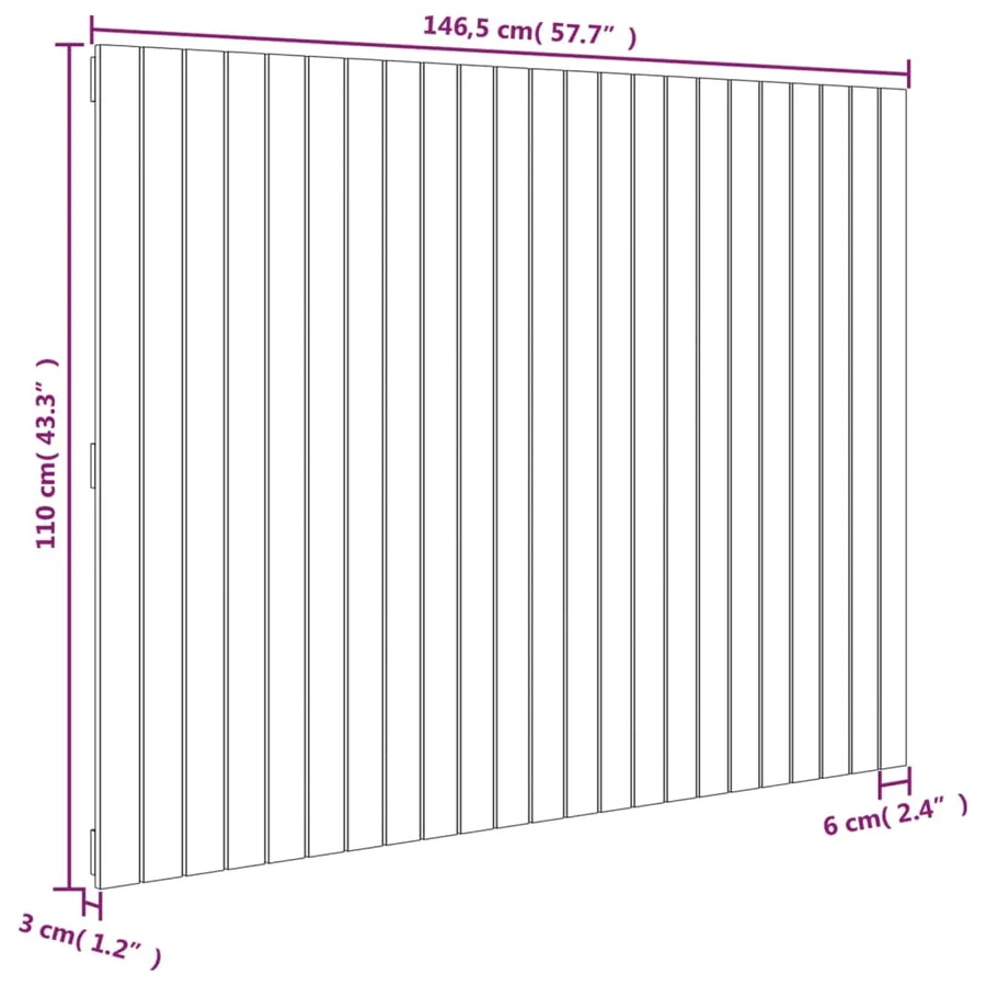 Tête de lit murale 146,5x3x110 cm Bois massif de pin - 8