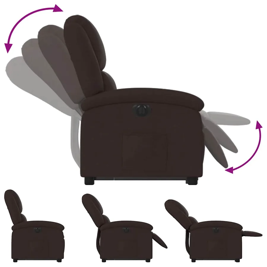 Fauteuil inclinable électrique marron foncé tissu - 7