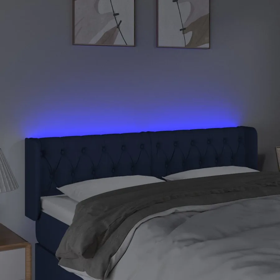 Tête de lit à LED Bleu 163x16x78/88 cm Tissu - 4