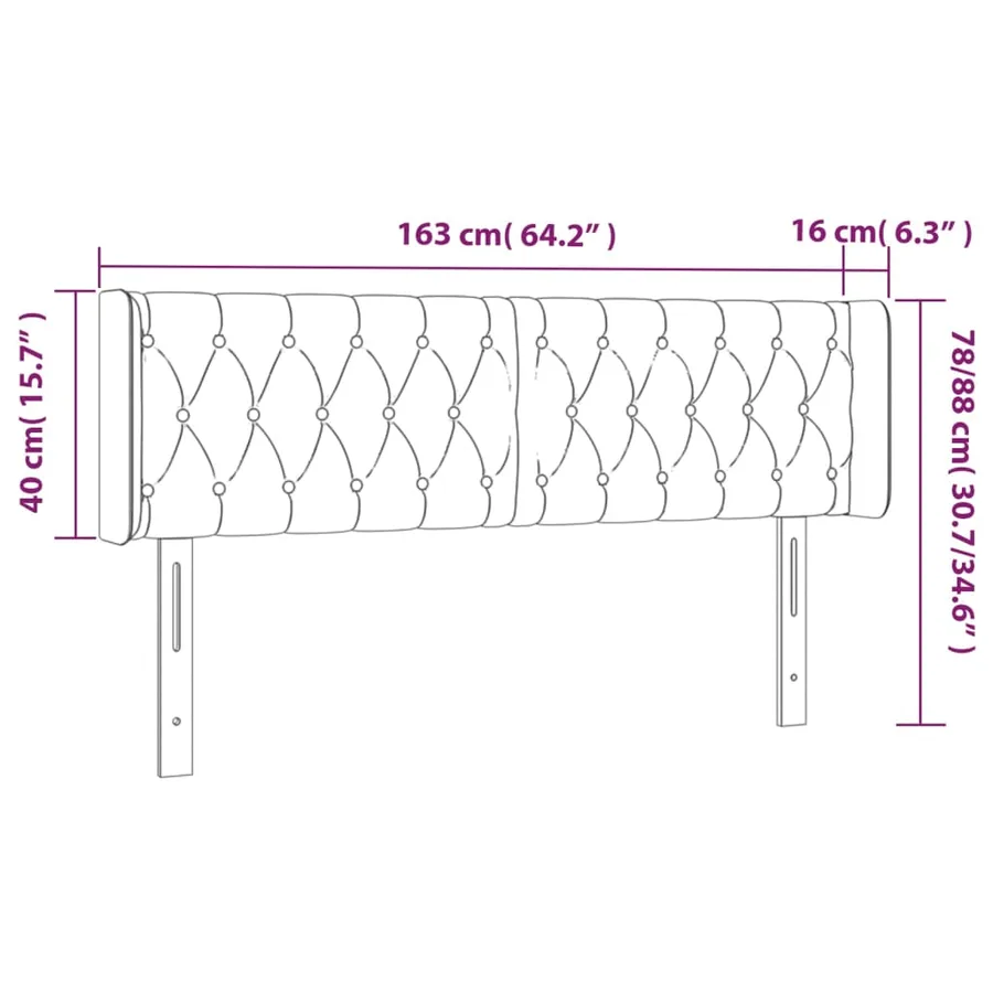 Tête de lit à LED Bleu 163x16x78/88 cm Tissu - 6