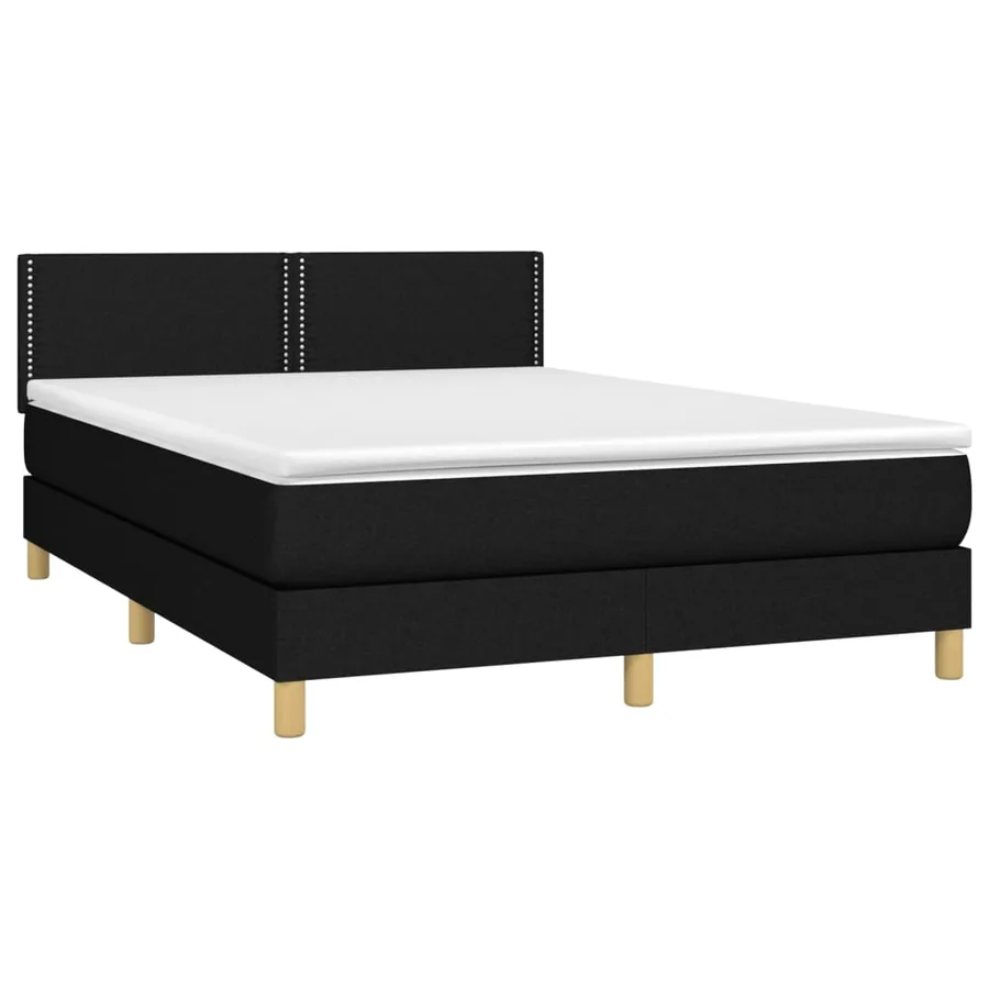 Sommier à lattes de lit avec matelas Noir 140x200 cm Tissu - 3