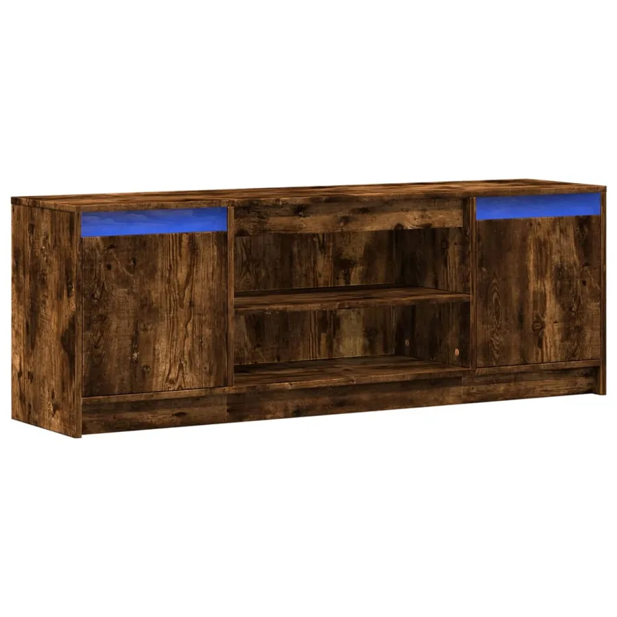 Meuble TV avec LED chêne fumé 139,5x34x50 cm bois d'ingénierie - 3