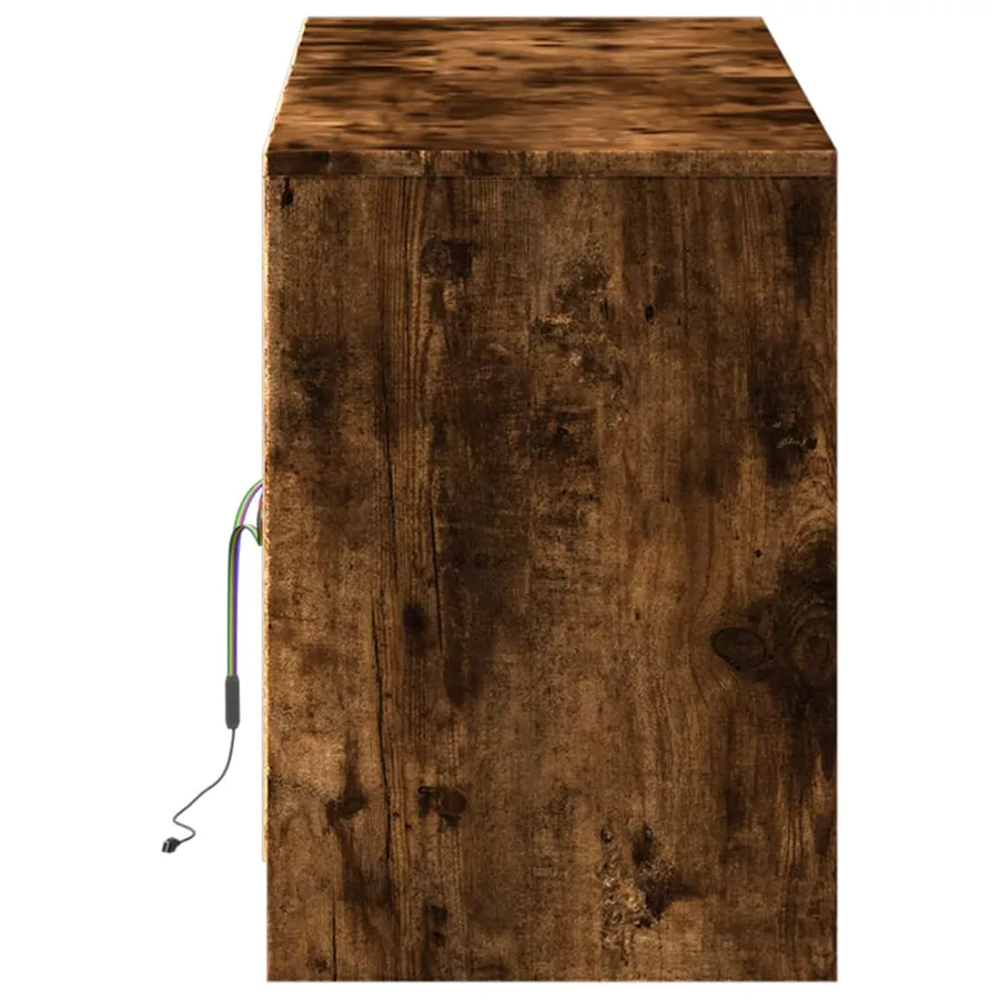 Meuble TV avec LED chêne fumé 139,5x34x50 cm bois d'ingénierie - 7