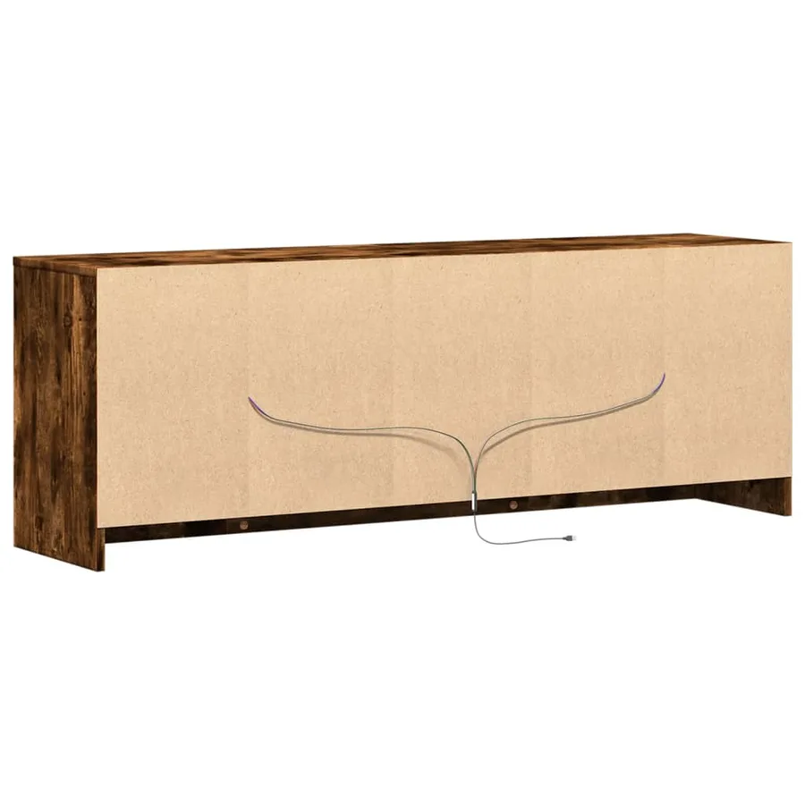 Meuble TV avec LED chêne fumé 139,5x34x50 cm bois d'ingénierie - 8