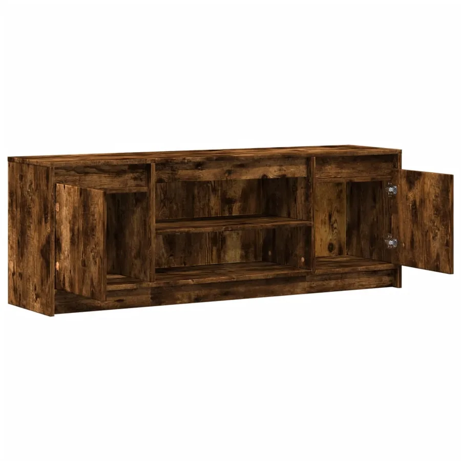 Meuble TV avec LED chêne fumé 139,5x34x50 cm bois d'ingénierie - 9
