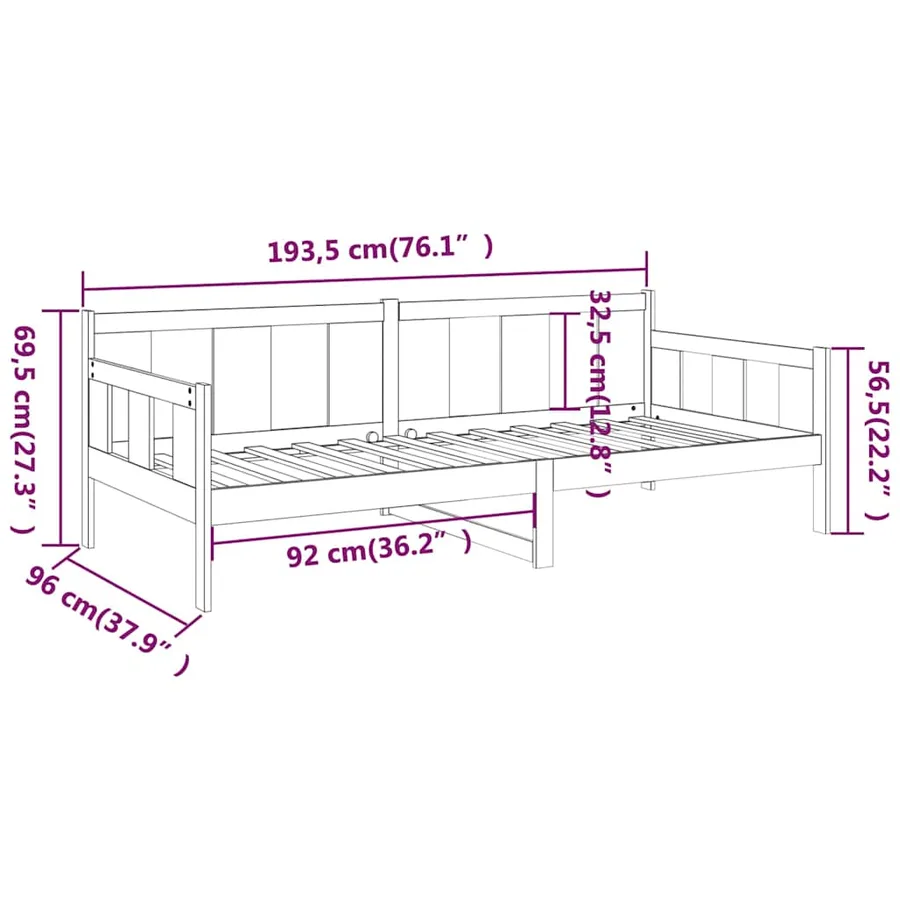 Lit de jour sans matelas marron miel bois pin massif 90x190 cm - 10