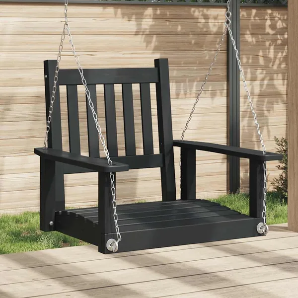Chaise balançoire de jardin chaînes en métal bois massif sapin