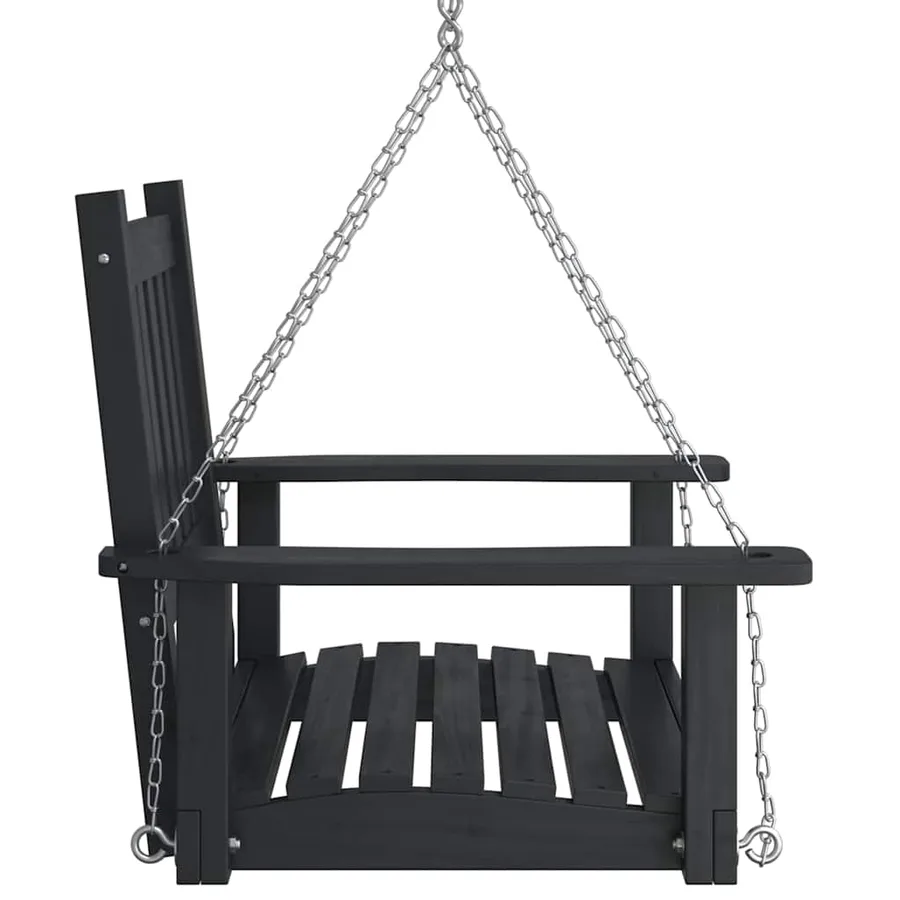 Chaise balançoire de jardin chaînes en métal bois massif sapin - 5