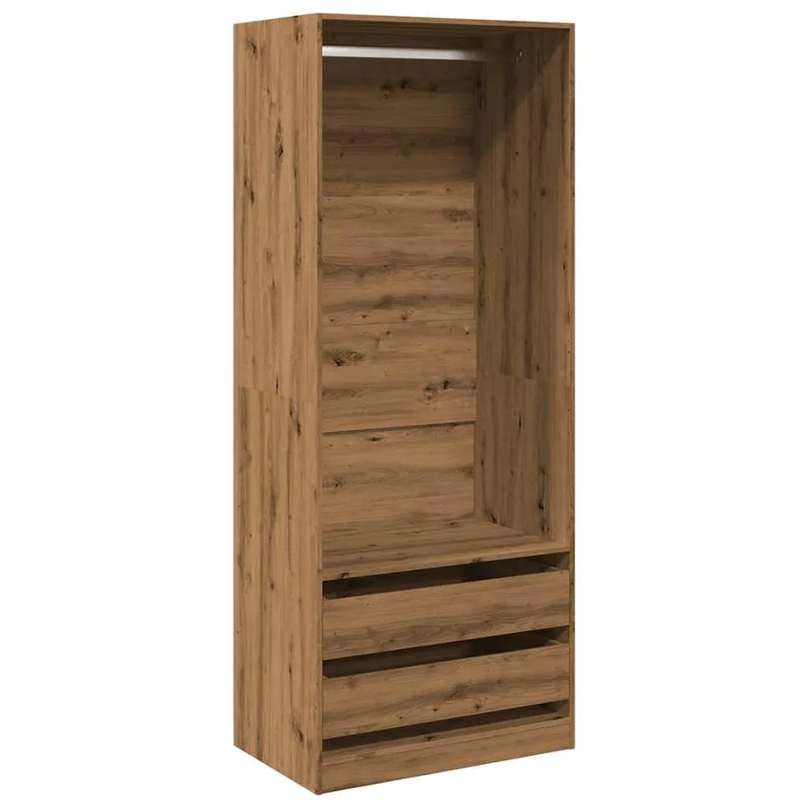 Garde-robe chêne artisanal 80x50x200 cm bois d'ingénierie - 2