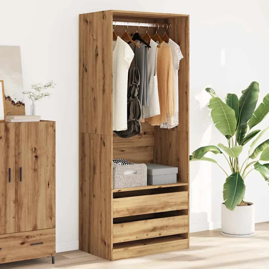 Garde-robe chêne artisanal 80x50x200 cm bois d'ingénierie - 3
