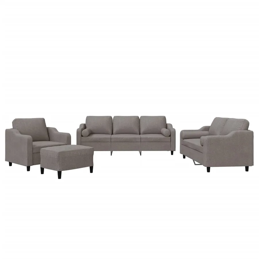 Ensemble de canapés 4 pcs avec coussins taupe tissu - 2