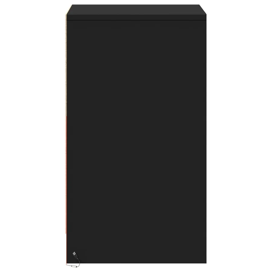Armoire de chevet avec lumières LED noir bois d'ingénierie - 7