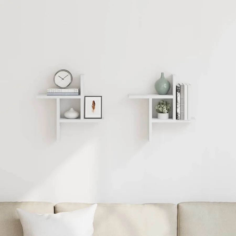 Étagères murales 2 pcs blanc 38x12x38 cm bois d'ingénierie - 3