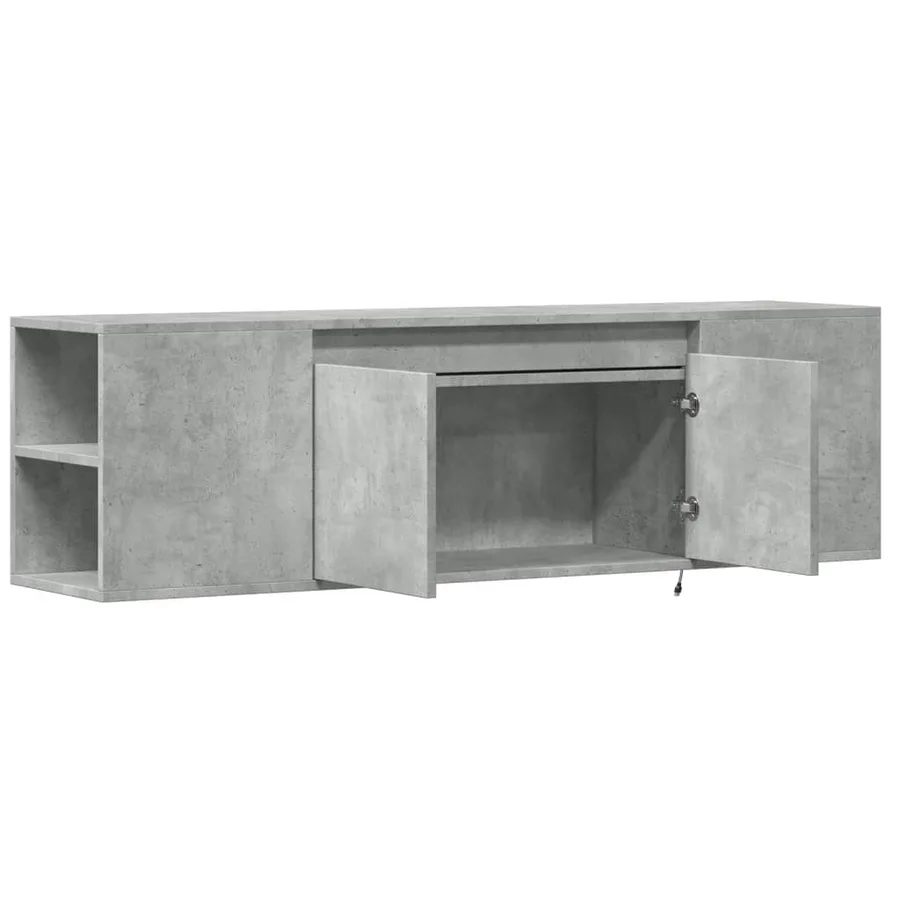 Meuble TV mural avec lumières LED gris béton 135x31x39,5 cm - 9