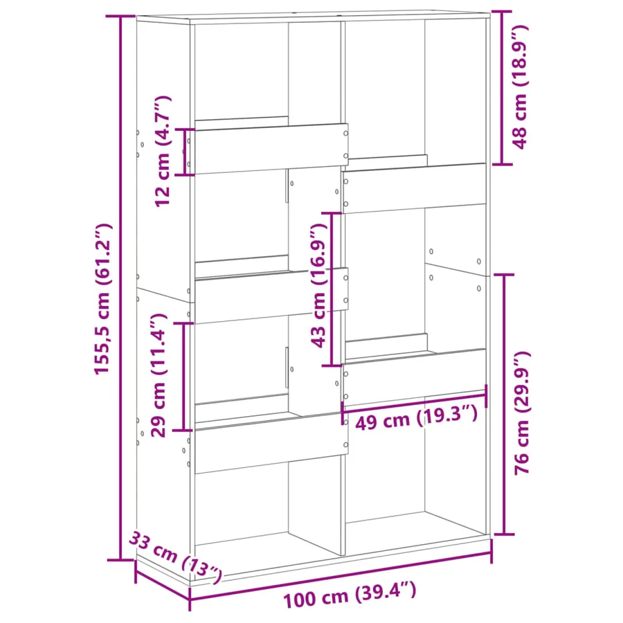 Cloison de séparation blanc 100x33x155,5 cm bois d'ingénierie - 9