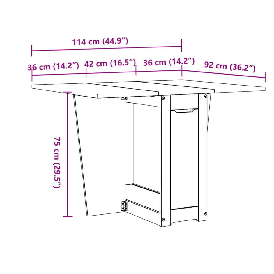 Table à manger papillon pliable Corona gris bois de pin massif - 11