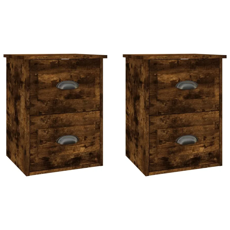 Tables de chevet murales 2 pcs chêne fumé 41,5x36x53 cm - 2
