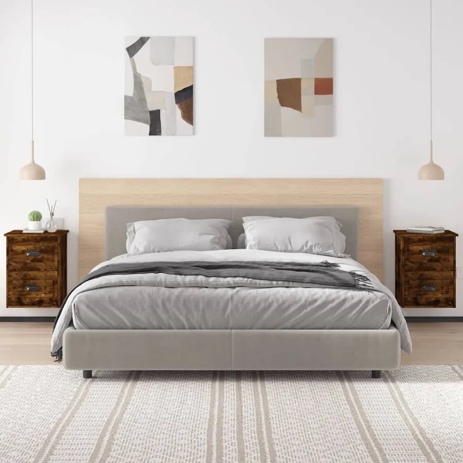 Tables de chevet murales 2 pcs chêne fumé 41,5x36x53 cm - 3