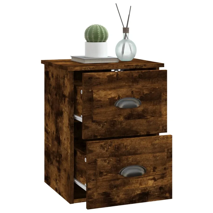 Tables de chevet murales 2 pcs chêne fumé 41,5x36x53 cm - 6