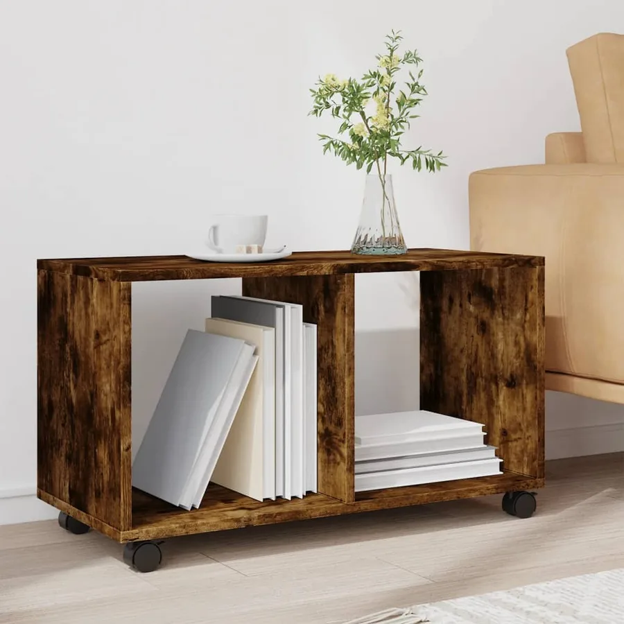 Armoire roulante chêne fumé 72x33x42,5 cm bois d'ingénierie - 3