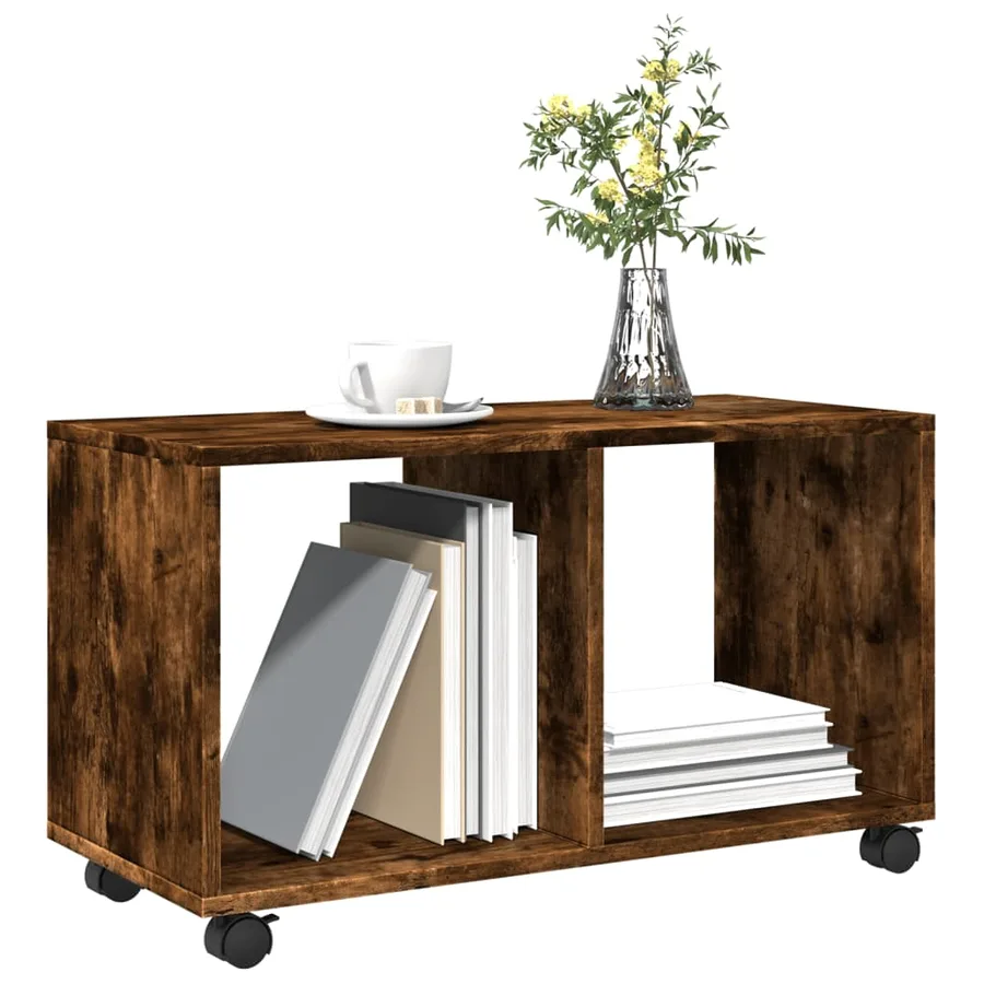 Armoire roulante chêne fumé 72x33x42,5 cm bois d'ingénierie - 4