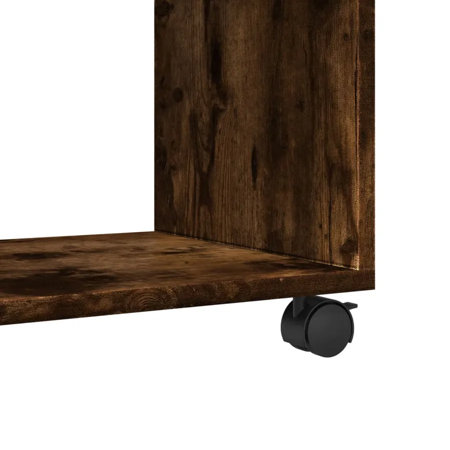 Armoire roulante chêne fumé 72x33x42,5 cm bois d'ingénierie - 8