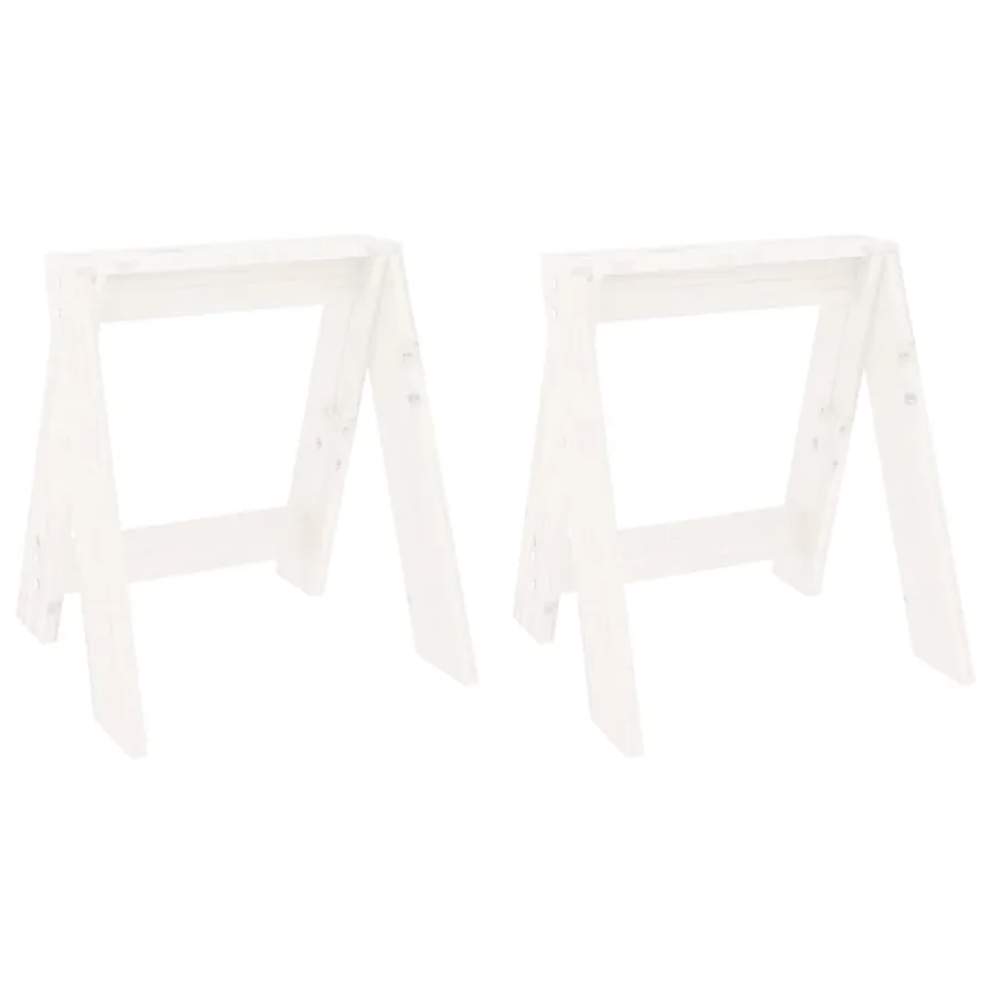 Tabourets lot de 2 blanc 40x40x45 cm bois massif de pin - 2