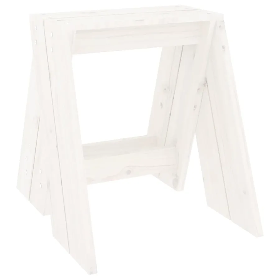 Tabourets lot de 2 blanc 40x40x45 cm bois massif de pin - 5