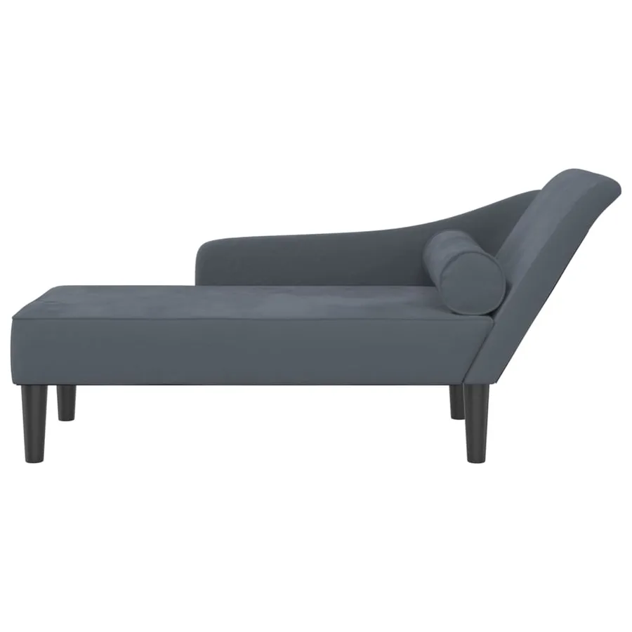 Chaise longue avec coussins gris foncé velours - 3