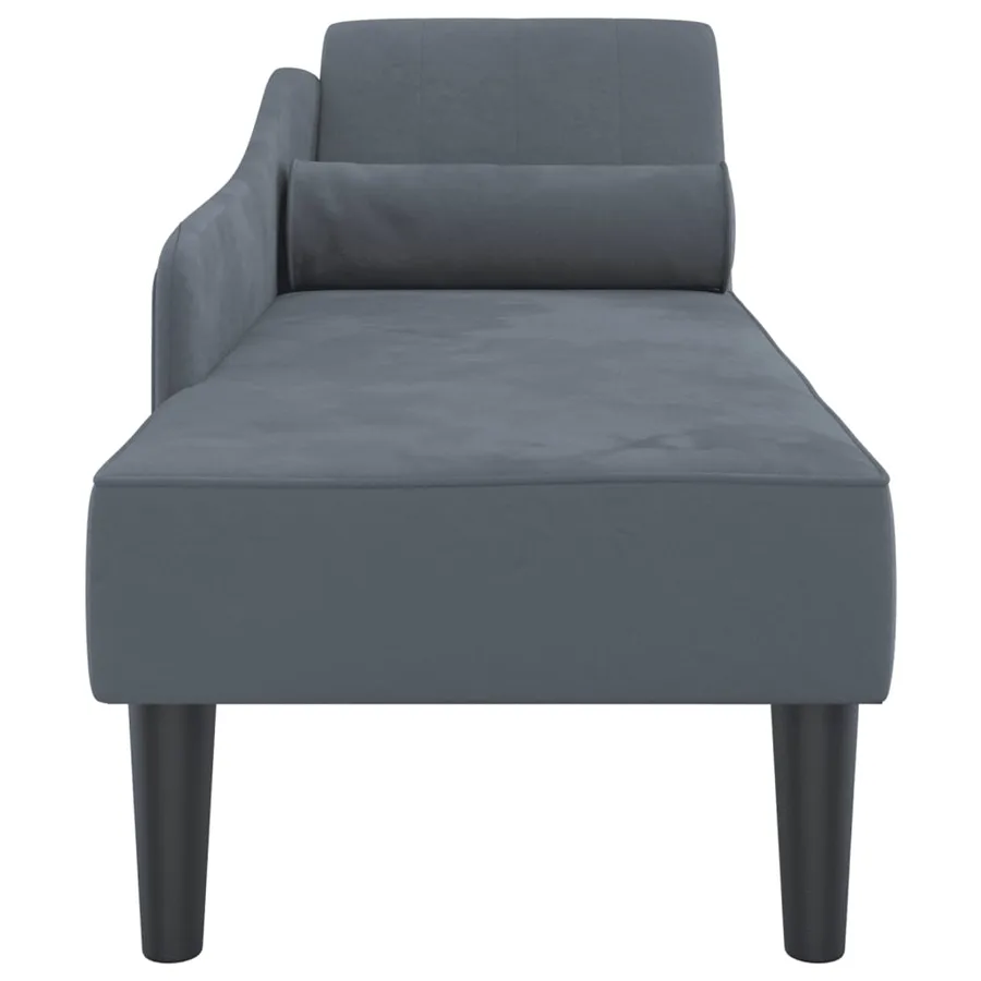 Chaise longue avec coussins gris foncé velours - 4