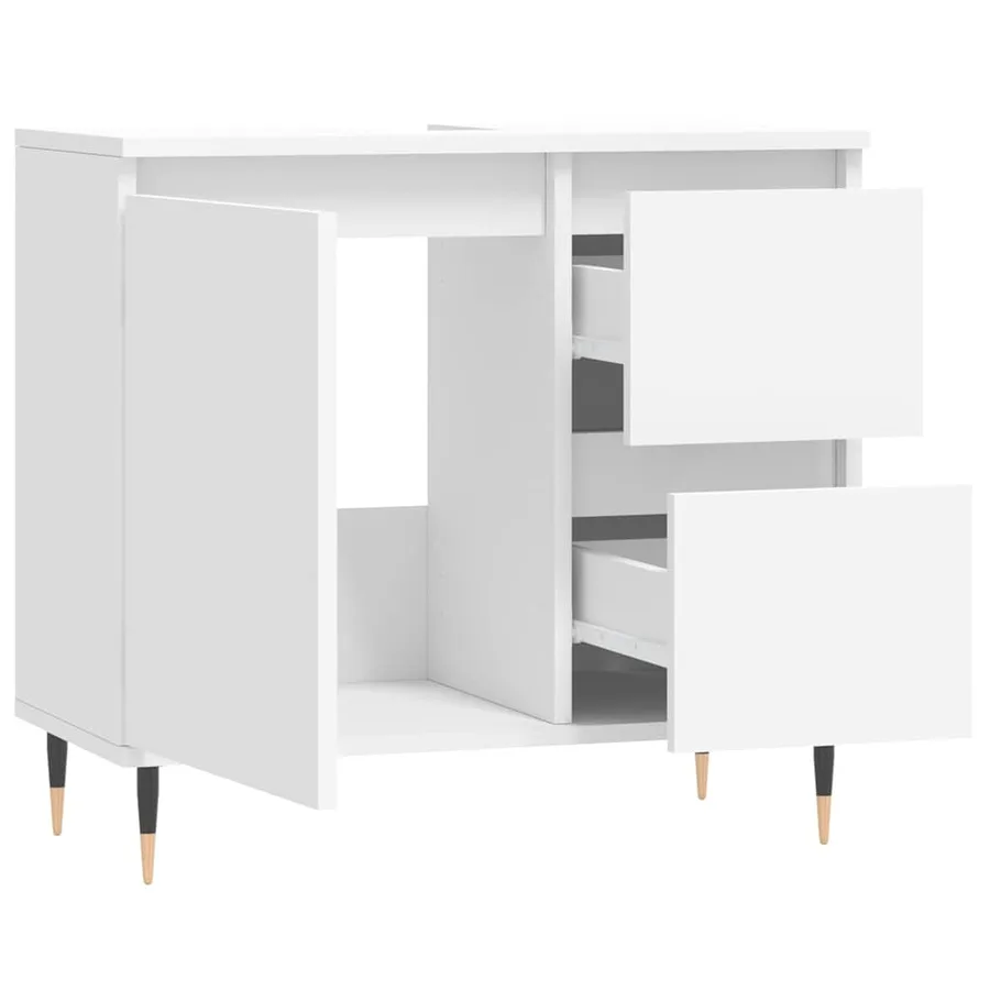 Armoire de salle de bain blanc 65x33x60 cm bois d'ingénierie - 4