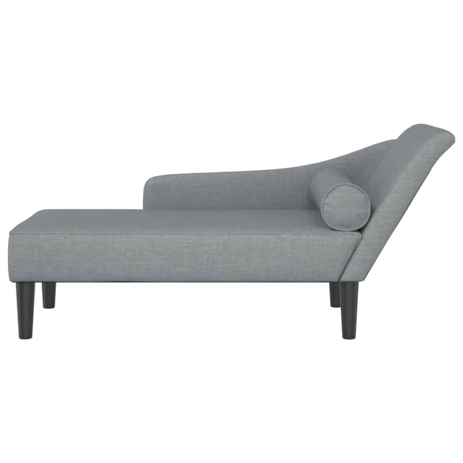 Chaise longue avec coussins gris clair tissu - 3