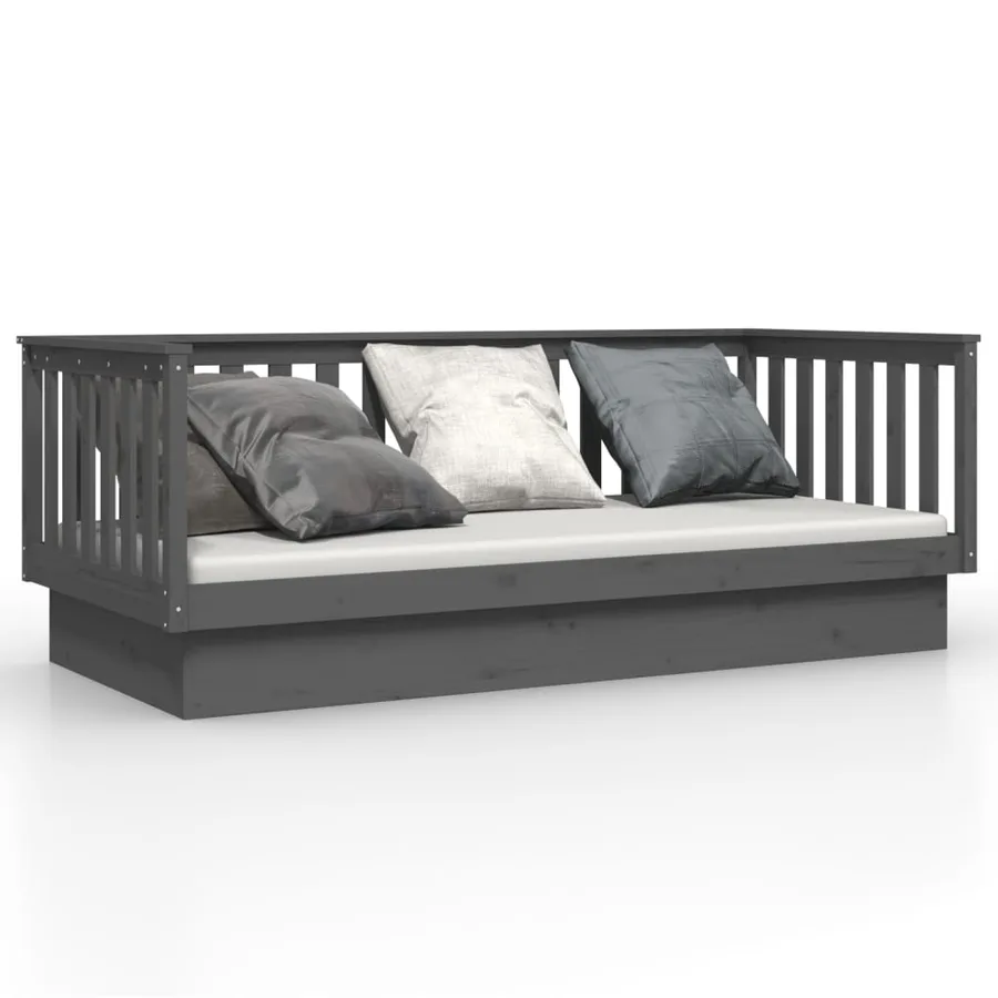 Lit de jour sans matelas gris 80x200 cm bois de pin massif - 2
