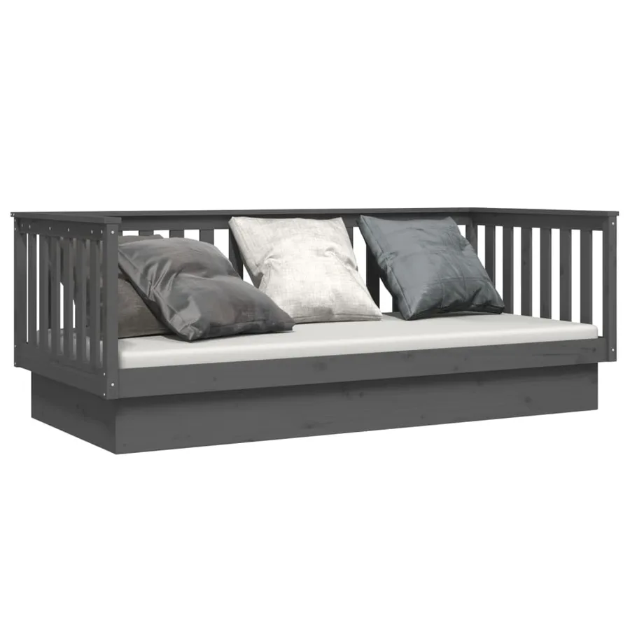Lit de jour sans matelas gris 80x200 cm bois de pin massif - 3