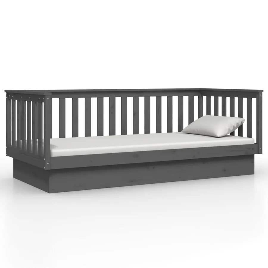 Lit de jour sans matelas gris 80x200 cm bois de pin massif - 5