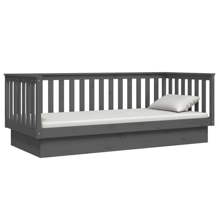 Lit de jour sans matelas gris 80x200 cm bois de pin massif - 6
