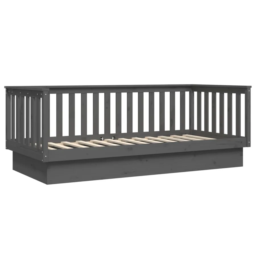 Lit de jour sans matelas gris 80x200 cm bois de pin massif - 7