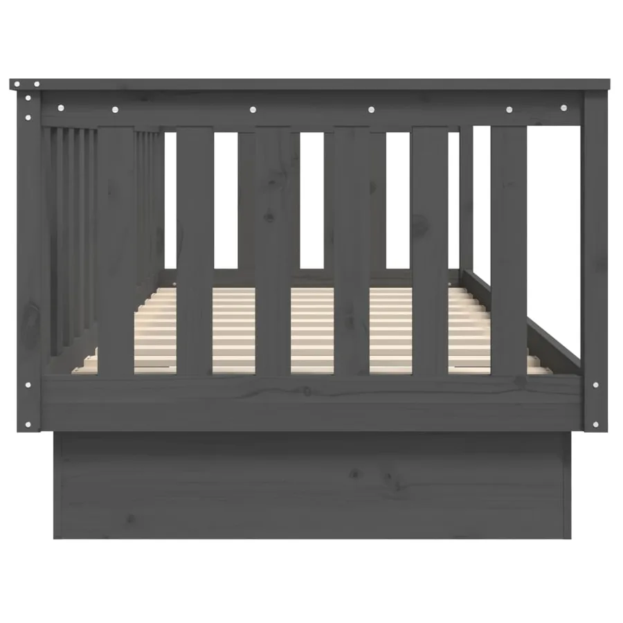 Lit de jour sans matelas gris 80x200 cm bois de pin massif - 9