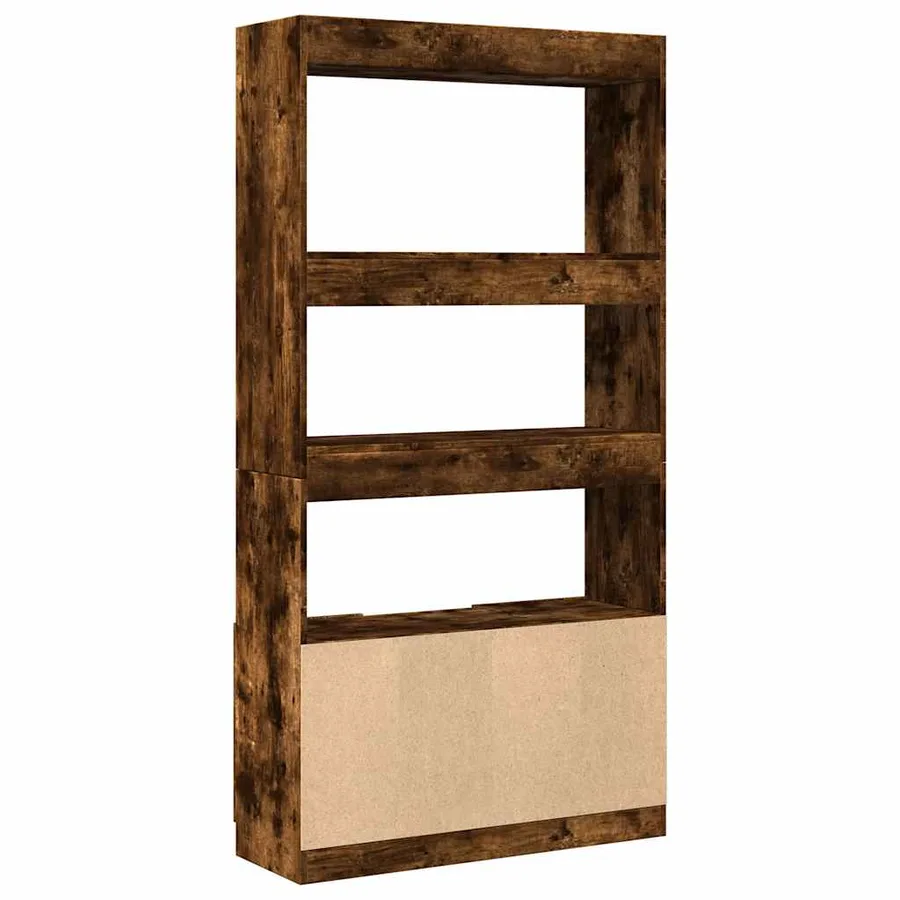 Buffet haut chêne fumé 92x33x180 cm bois d'ingénierie - 7