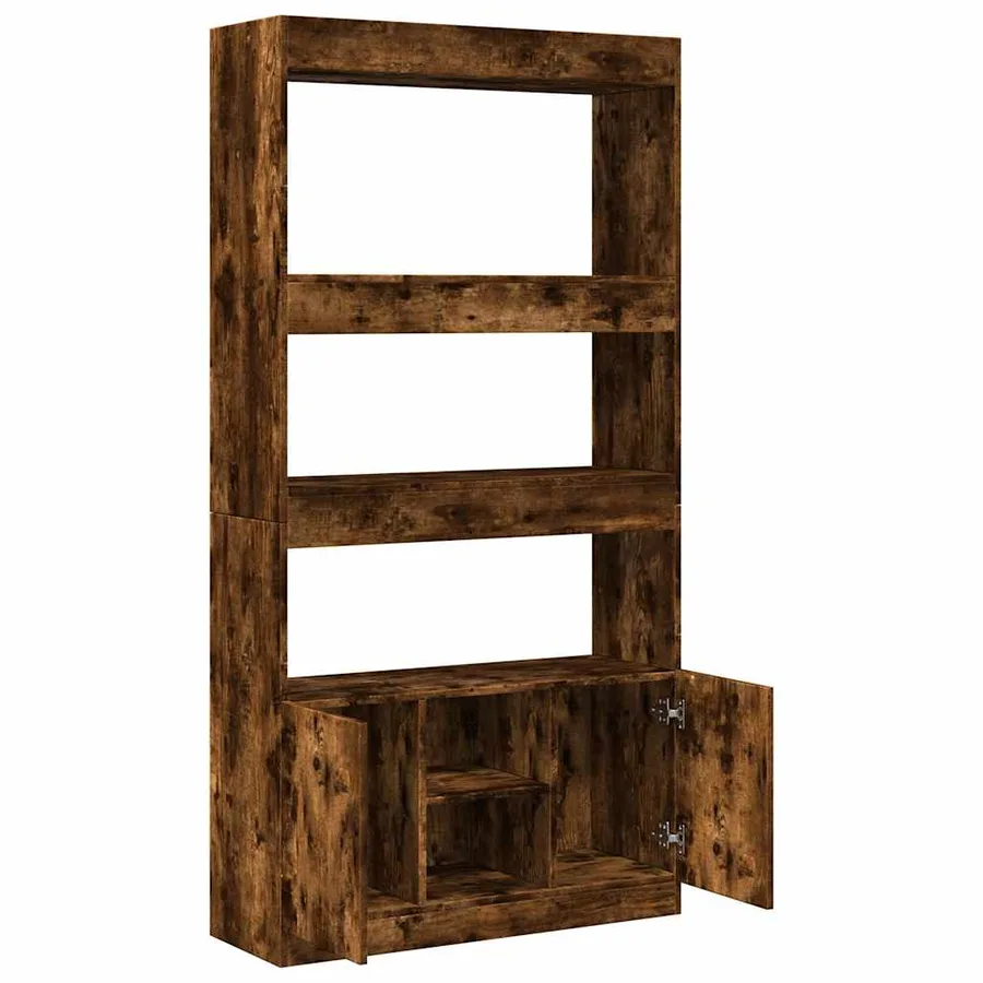 Buffet haut chêne fumé 92x33x180 cm bois d'ingénierie - 8