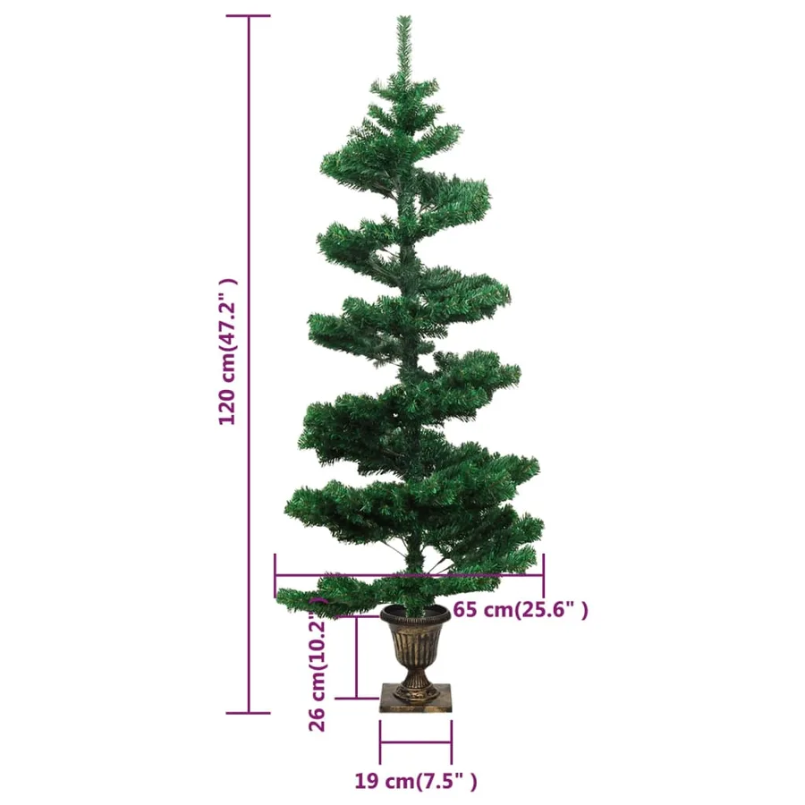 Arbre de Noël hélicoïdal pré-éclairé avec pot vert 120 cm PVC - 10